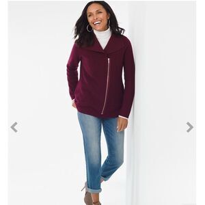 Chico’s Solid Boiled Wool Full Zip Long Sleeve Cardigan Chico’s 0